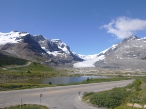 That big patch of white is the Athabasca Glacier